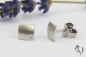 Preview: Ohrstecker Miniquadrat mit Brillant, Platin 950/-, strichmatt