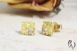 Preview: Ohrstecker Gold 750/-, Kleine zerknitterte Quadrate, 6,5 mm mit Brillant