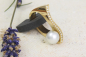 Preview: Wunderschöner Ring aus Gold 750/- mit Brillanten und einer Perle