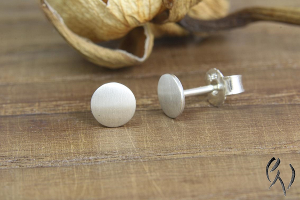 Ohrstecker Bedrye, Silber 925/-, Mini-Vollmond, strichmatt