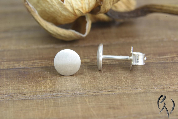 Ohrstecker Bedrye, Silber 925/-, Mini-Vollmond, strichmatt