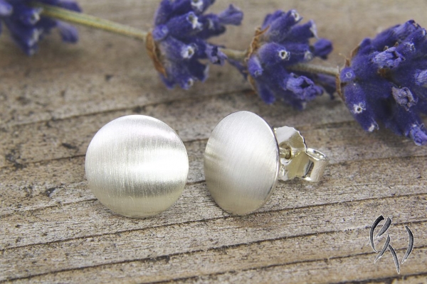 Preview: Ohrstecker Silber 925/-, Vollmond 9,5 mm, strichmatt