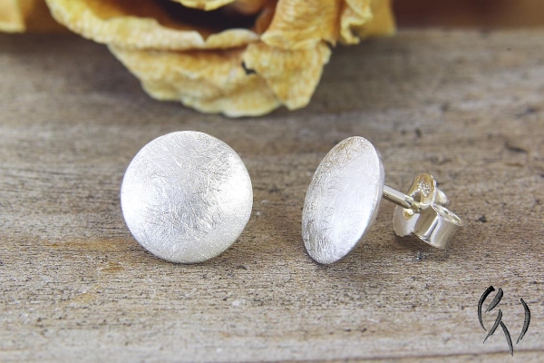 Preview: Ohrstecker Silber 925/-, Vollmond 9,5 mm, mattgekratzt