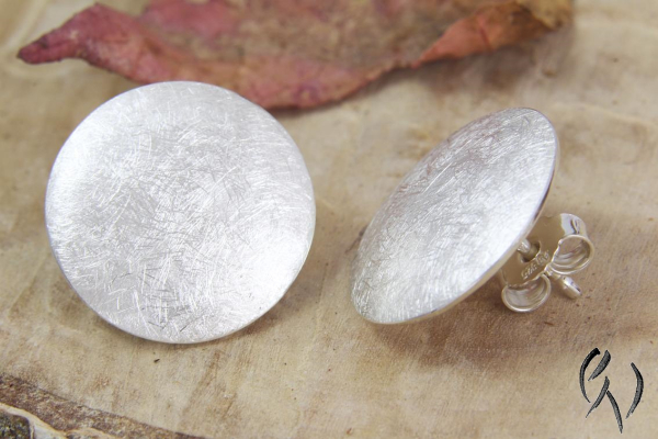 Ohrstecker Silber 925/-, großer Vollmond, mattgekratzt