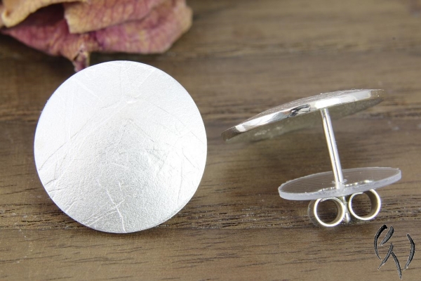 Ohrstecker Silber 925/-, großer Vollmond, papierstrukturiert
