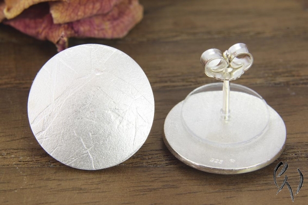 Ohrstecker Silber 925/-, großer Vollmond, papierstrukturiert