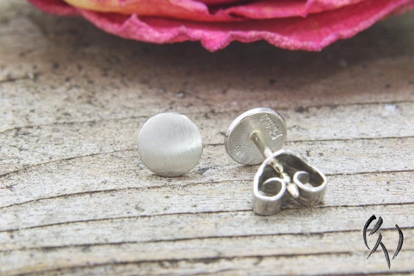 Ohrstecker Sherien, Platin 950/-, kleiner Vollmond, strichmatt