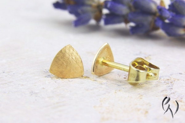 Preview: Minidreieck leinenstrukturiert, Roségold 585/-