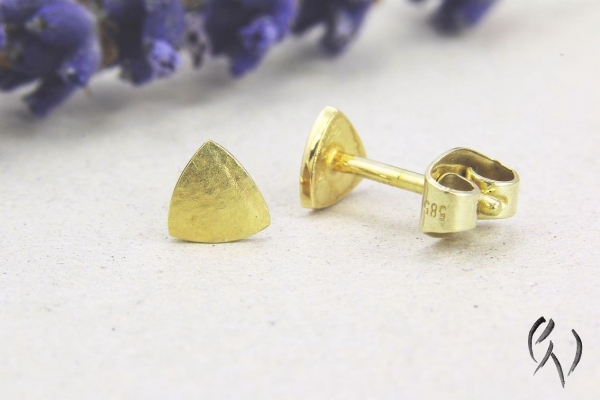 Preview: Minidreieck leinenstrukturiert, Gold 585/-