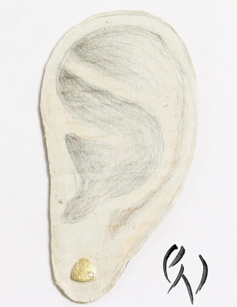 Minidreieck mit Brillant, mattgekratzt, Roségold 585/-