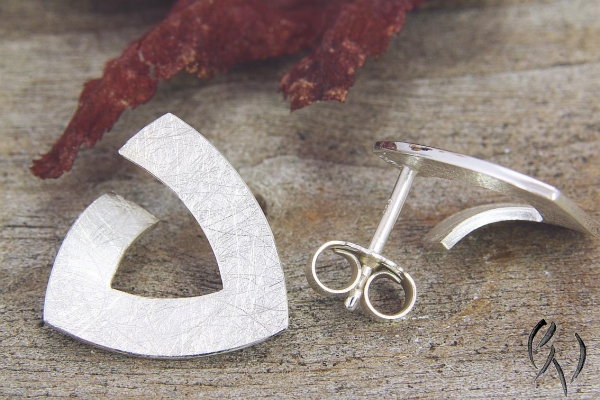 Ohrstecker Silber 925/-, Triangel, 15 mm, mattgekratzt