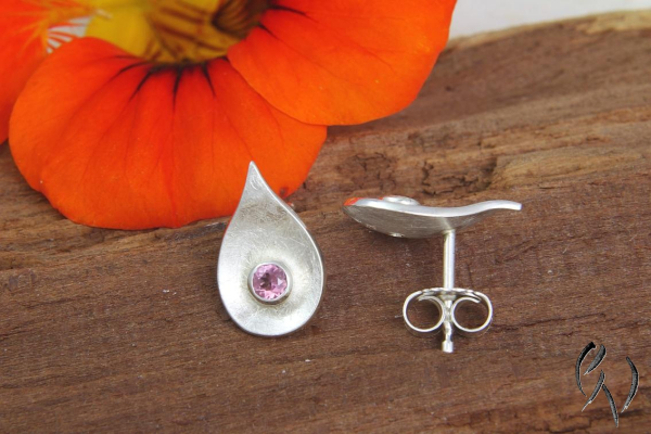 Preview: Ohrstecker Neerja, Silber 925/- mit rosa Turmalin