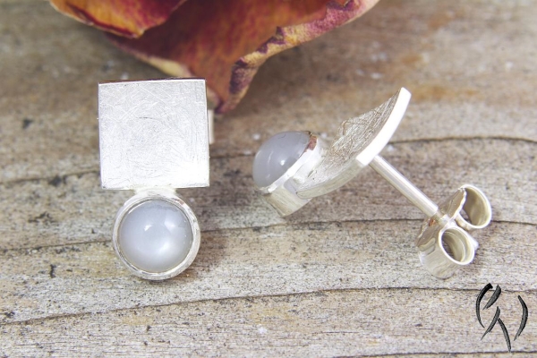 Ohrstecker Dahabi, Silber 925/- mit Mondstein