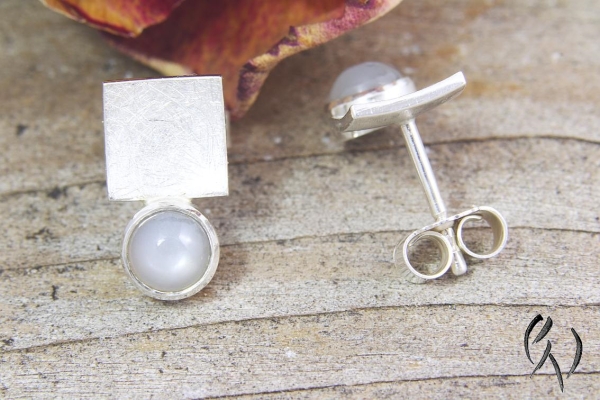Ohrstecker Dahabi, Silber 925/- mit Mondstein