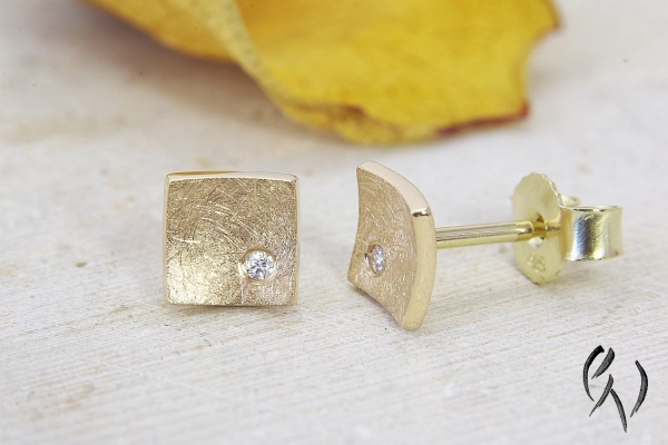 Ohrstecker Nathia, Roségold 585/- mit Brillant, mattgekratzt, 6 x 6 mm