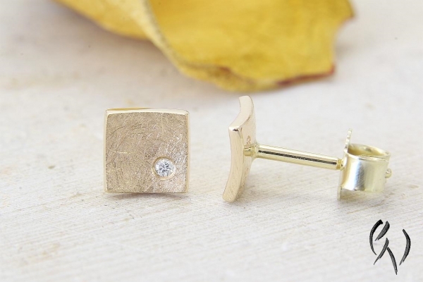 Ohrstecker Nathia, Roségold 585/- mit Brillant, mattgekratzt, 6 x 6 mm