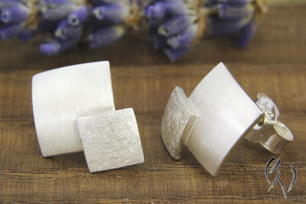 Preview: Ohrstecker Doppelquadrat, Silber 925/-