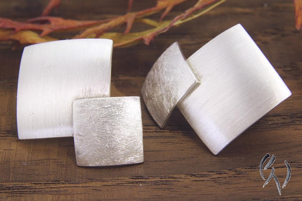 Preview: Ohrstecker großes Doppelquadrat, Silber 925/-