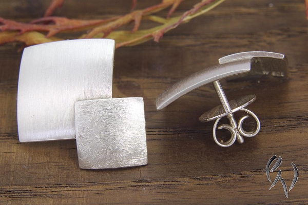 Preview: Ohrstecker großes Doppelquadrat, Silber 925/-