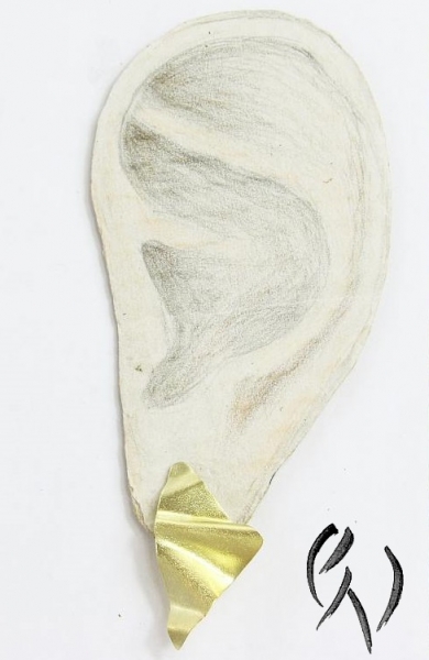 Geknitterte Ohrstecker Gold 585/-, Dreieck