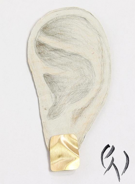 Geknitterte Ohrstecker Roségold 585/-, Rechteck