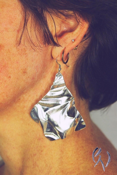 Große Ohrhänger Silber 925/-, geknittert