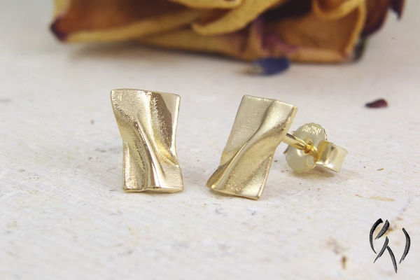 Ohrstecker Värmdö,Gold 750/-, kleines Rechteck, ca 10 x 6 mm