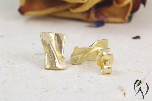 Ohrstecker Värmdö,Gold 750/-, kleines Rechteck, ca 10 x 6 mm