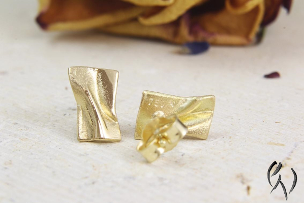 Ohrstecker Värmdö,Gold 750/-, kleines Rechteck, ca 10 x 6 mm