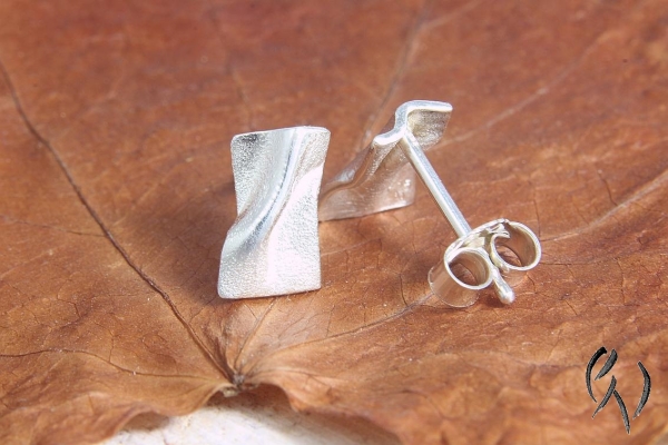 Ohrstecker Värmdö, Silber 925/-, kleines Rechteck, ca 10 x 6 mm