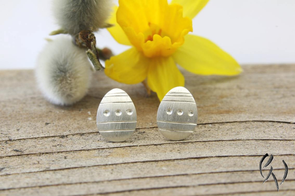 Ohrstecker kleines Osterei, Silber 925/-