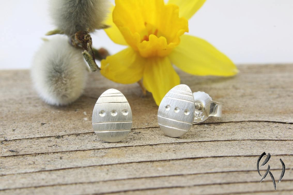 Preview: Ohrstecker kleines Osterei, Silber 925/-