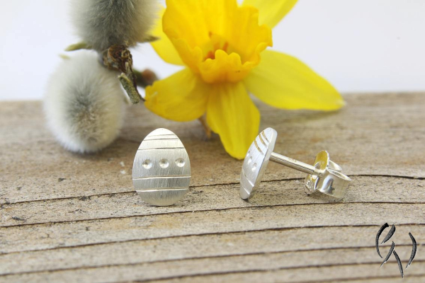 Preview: Ohrstecker kleines Osterei, Silber 925/-
