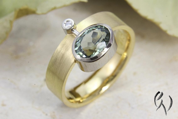 Ring Mitena, Gold 750/- mit Turmalin und Brillant