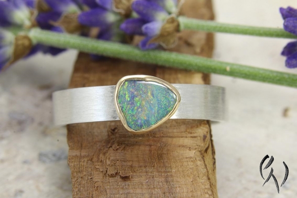 Preview: Ring Mabou, Silber 925/- mit dreieckigem Opal