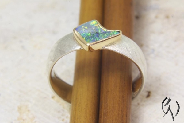 Ring Mabou, Silber 925/- mit unregelmäßigem Opal