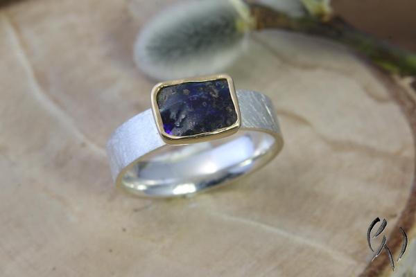 Ring Mabou, Silber 925/- mit rechteckigem Opal