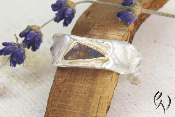 Preview: Ring Ingarö11, mit Opal, Silber 925/-