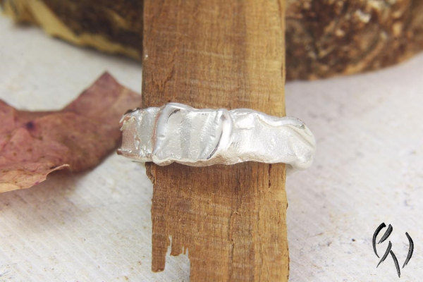 Preview: Ring Värmdö1 mit goldener Muschel, Silber 925/-,