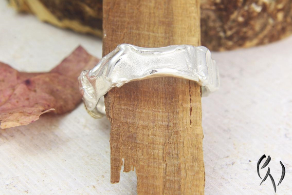 Preview: Ring Värmdö1 mit goldener Muschel, Silber 925/-,