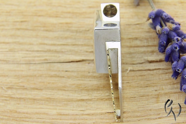 Anhänger Raisa, Silber und Gold 750/- mit großem, quadratischem Turmalin