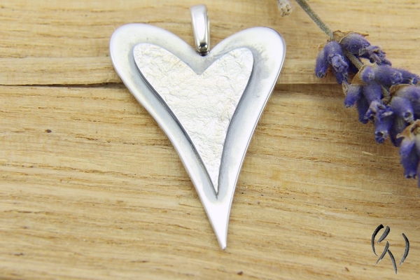 Anhänger Silber 925/-, doppeltes Herz