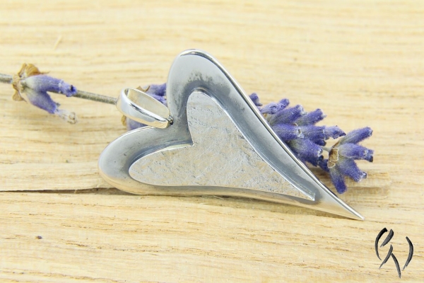 Anhänger Silber 925/-, doppeltes Herz