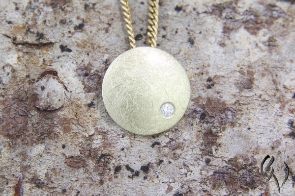 Runder Anhänger Gold 585/- mit Brillant