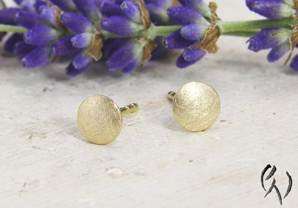 Ohrstecker Mini-Sonne, Gold 750/- mattgekratzt