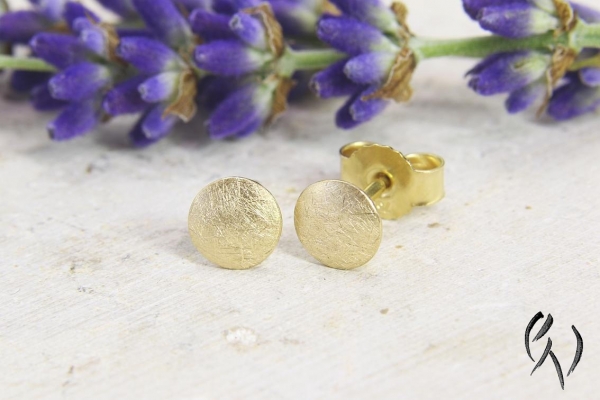 Ohrstecker Mini-Sonne, Gold 750/- mattgekratzt