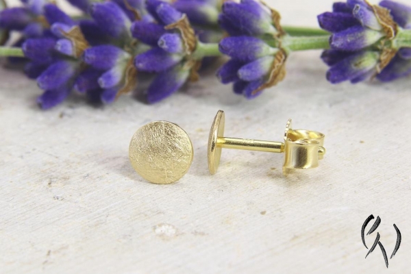 Ohrstecker Mini-Sonne, Gold 750/- mattgekratzt