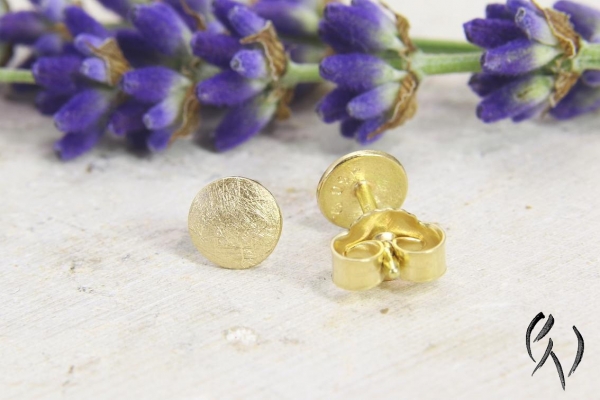 Ohrstecker Mini-Sonne, Gold 750/- mattgekratzt