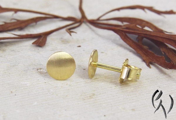 Ohrstecker Mini-Sonne, Gold 750/- strichmatt