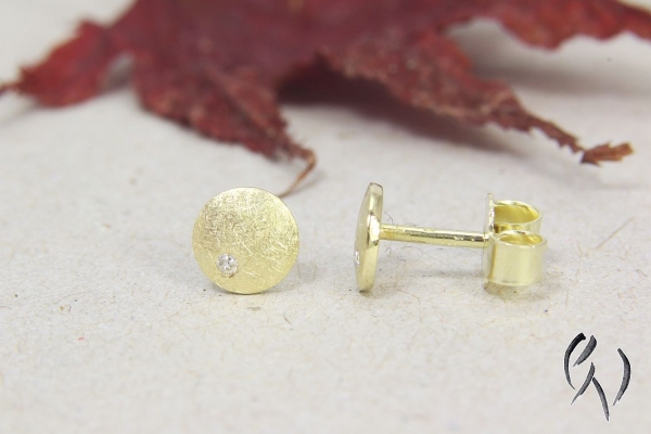 Funkelnde Mini-Sonne, Gold 585/-, mattgekratzt